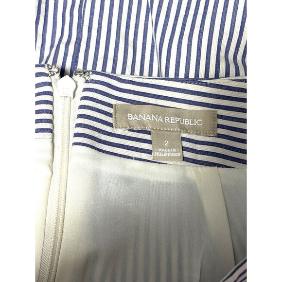 Banana Republic Womens Blue Striped Cotton Blazer & Skirt Suit Set Size 2 - Picture 7 of 10